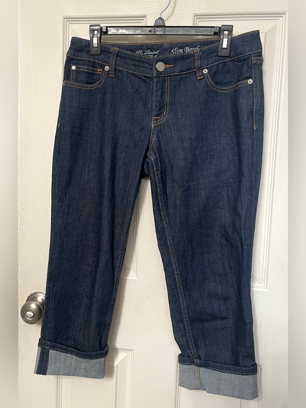 The Limited Slim Boyfriend Cropped Jeans Dark Wash Soft Stretch Denim Sz 6